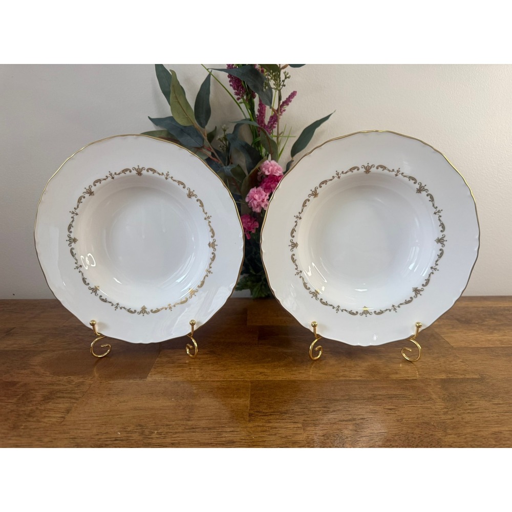 Coalport Gold Chantilly Soup Bowls Set Of 2 Gold Trim English Bone China